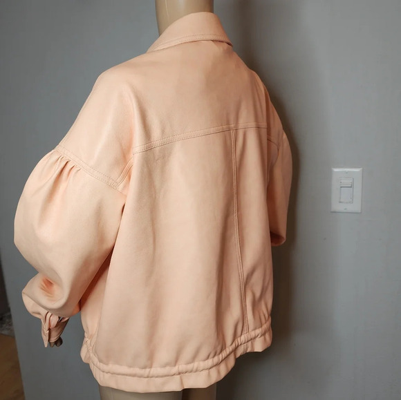 NWT 7 For All Mankind Vegan Leather Peach Jacket women's size large - Picture 9 of 17